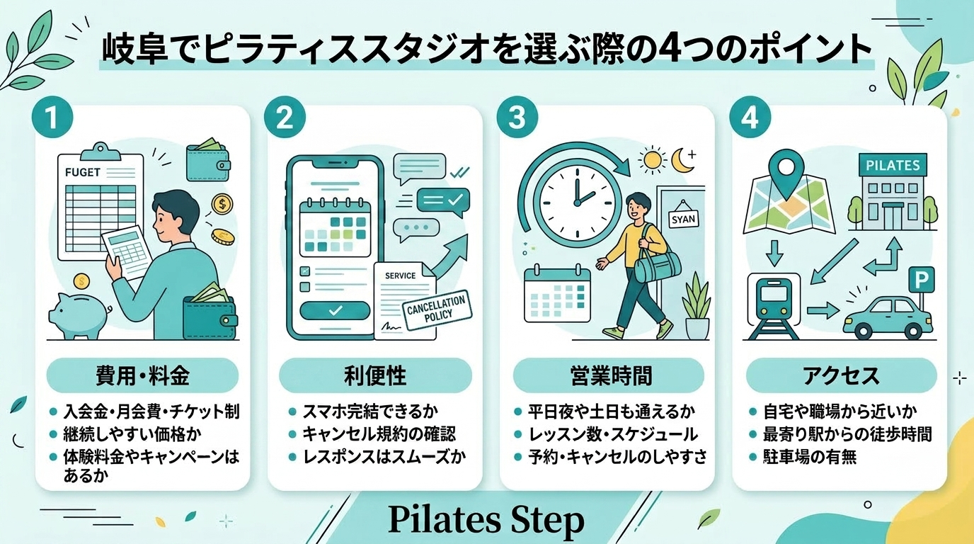 岐阜でピラティススタジオを選ぶ際の4つのポイント