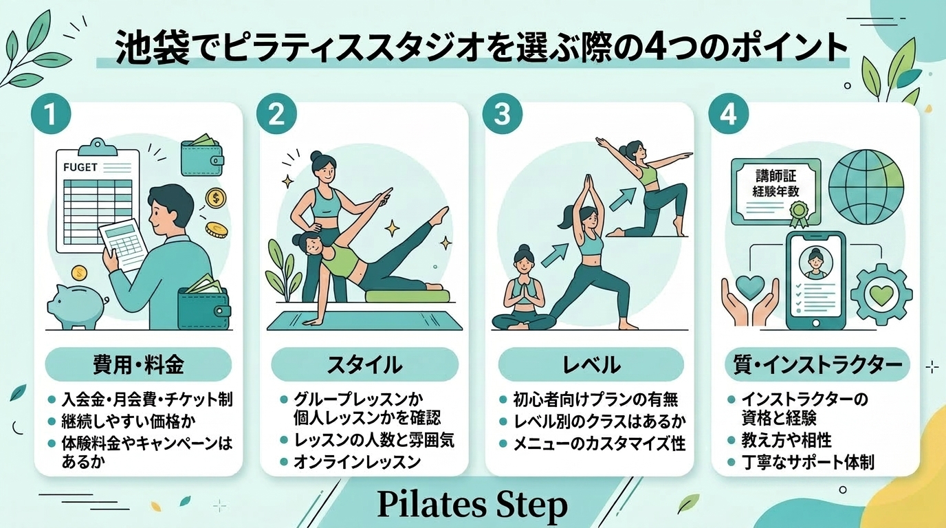 池袋でピラティススタジオを選ぶ際の4つのポイント
