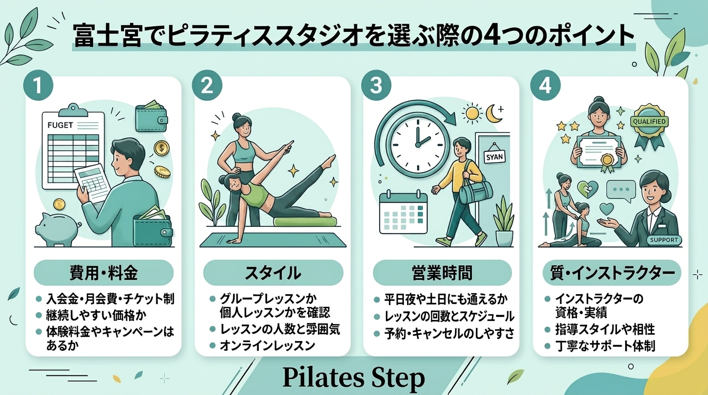 富士宮市でピラティススタジオを選ぶ際の4つのポイント
