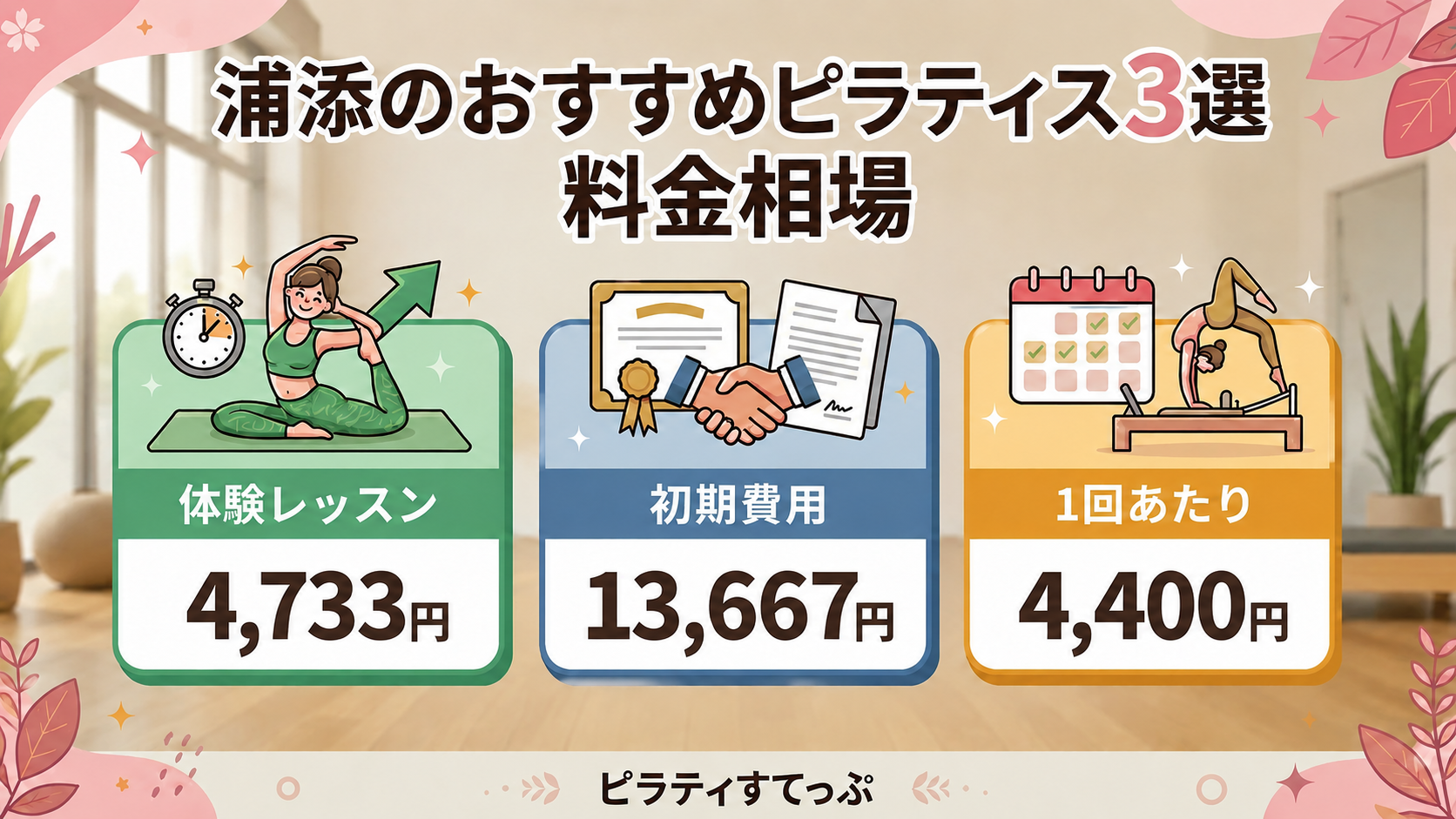 浦添のピラティススタジオの料金相場